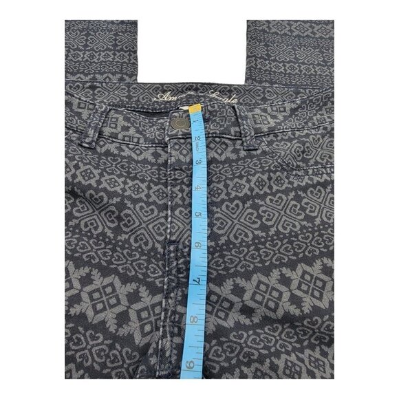 AMERICAN EAGLE Super Stretch Jegging Womens Sz 12 Fair Isle Print Blue Gray - Picture 9 of 12